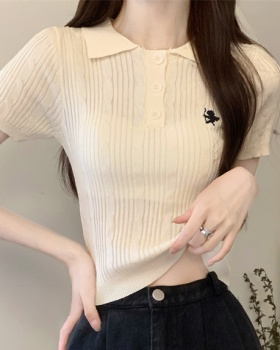 Niche navel sweater short slim T-shirt