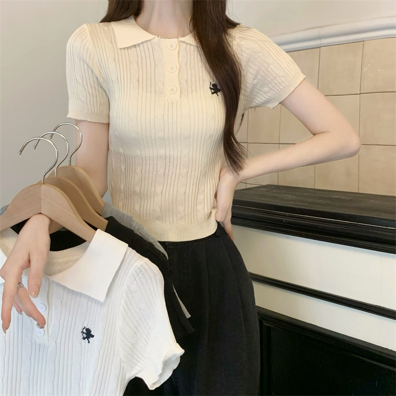 Niche navel sweater short slim T-shirt