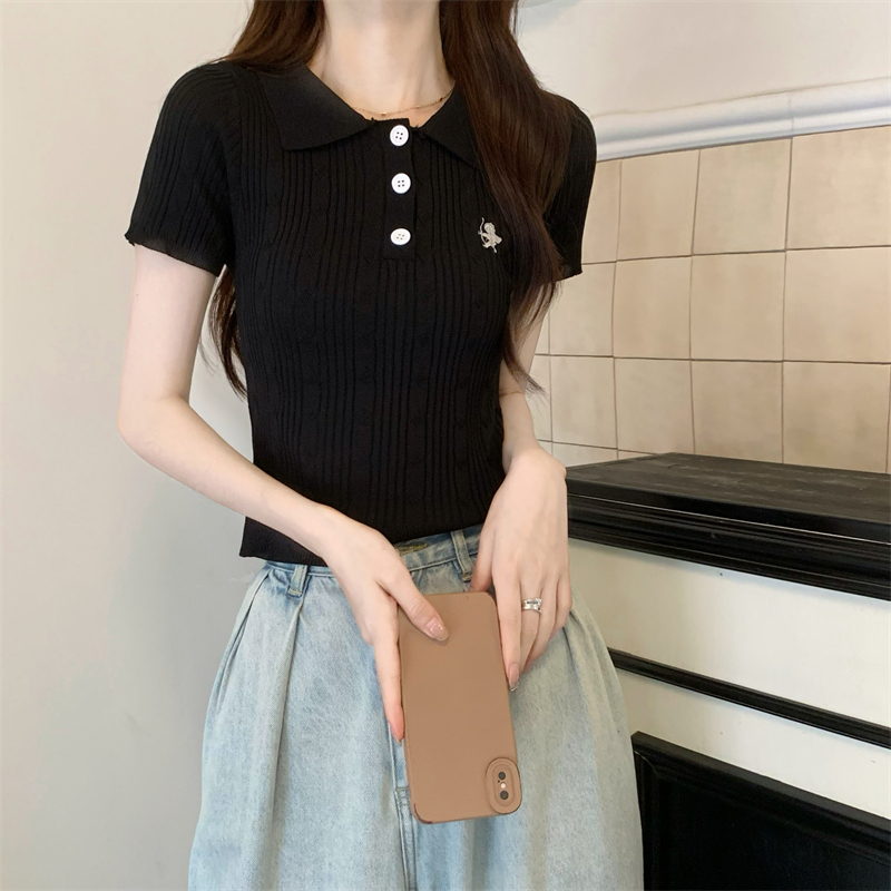 Niche navel sweater short slim T-shirt