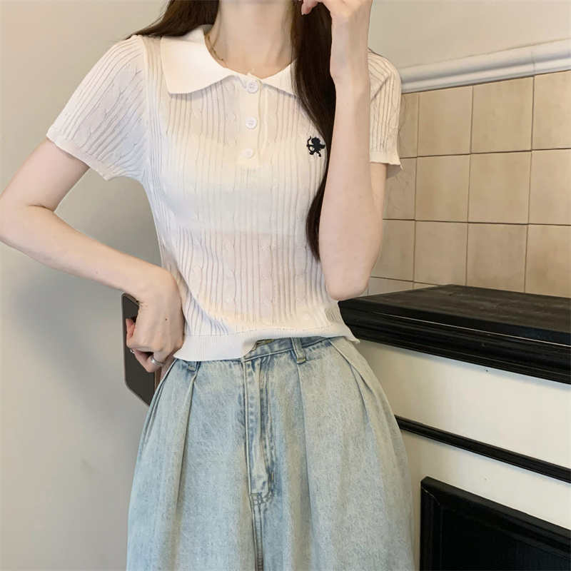Niche navel sweater short slim T-shirt