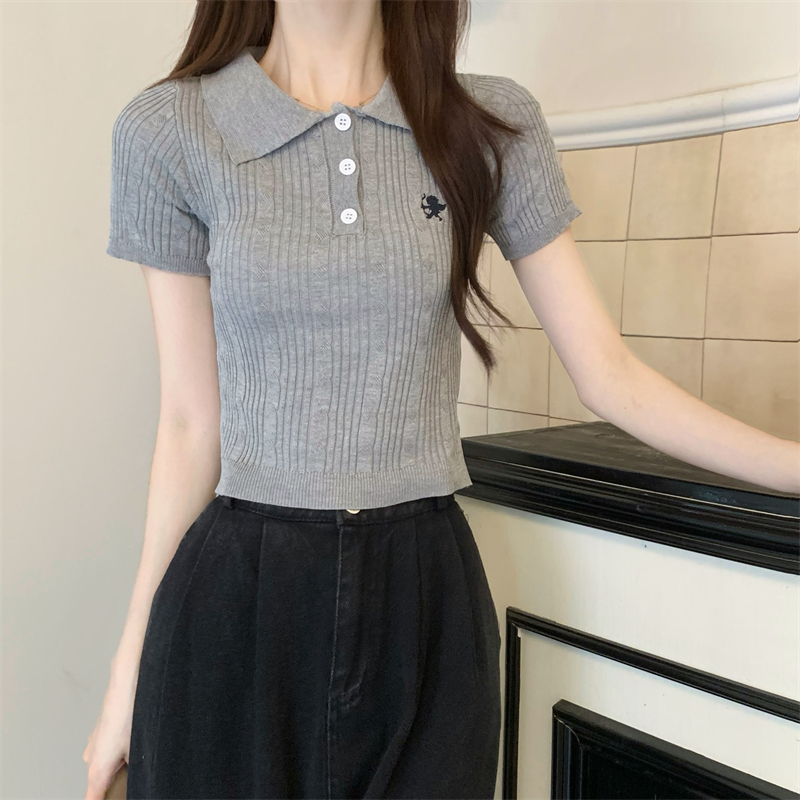 Niche navel sweater short slim T-shirt