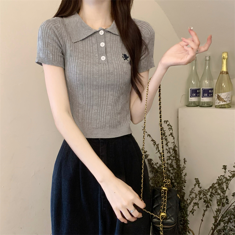 Niche navel sweater short slim T-shirt