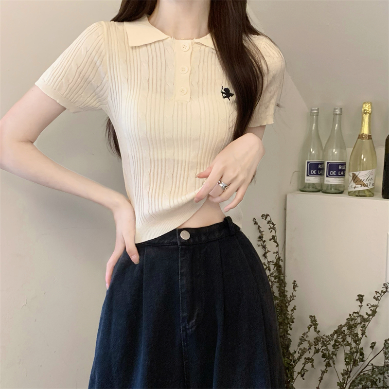Niche navel sweater short slim T-shirt