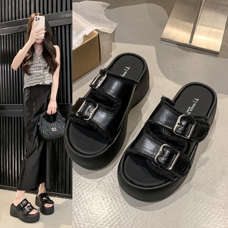 Summer heighten wears outside thick crust slippers for women