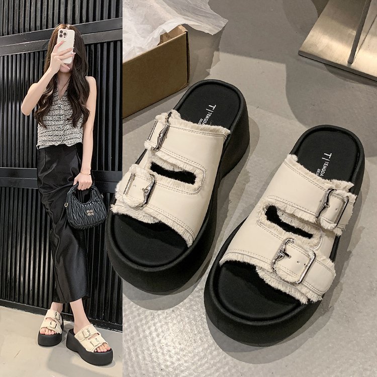 Summer heighten wears outside thick crust slippers for women