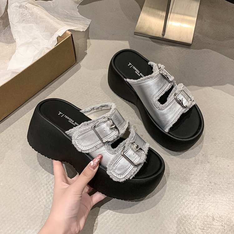 Summer heighten wears outside thick crust slippers for women