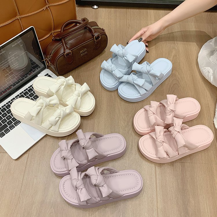Wears outside France style thick crust slippers for women
