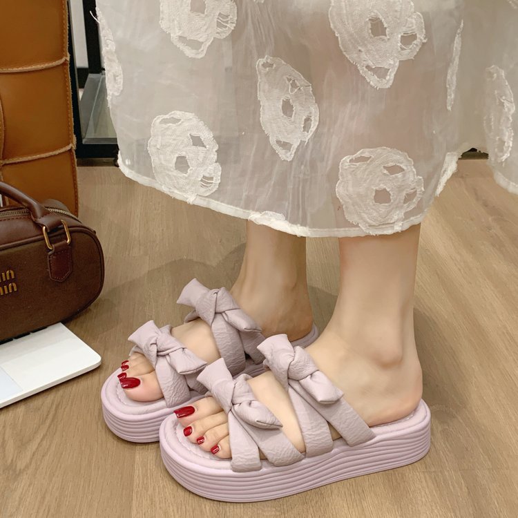 Wears outside France style thick crust slippers for women
