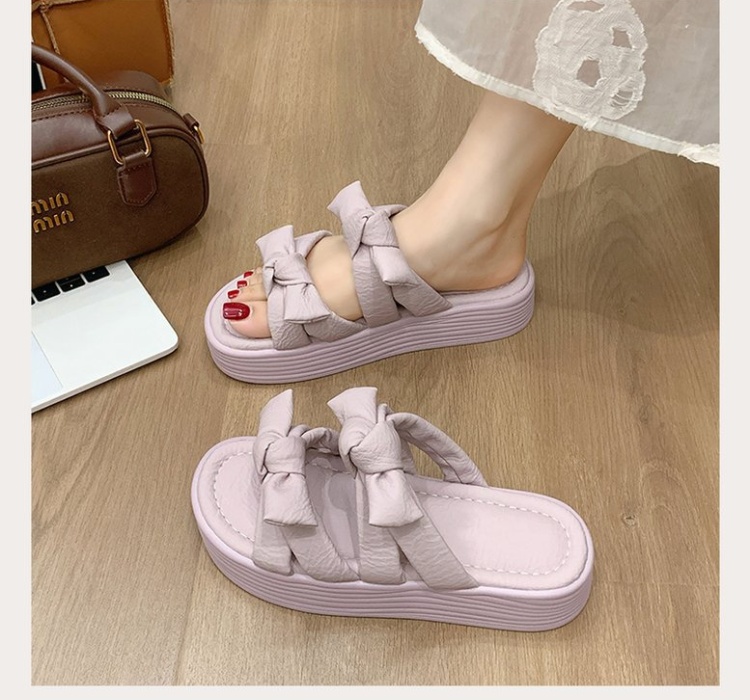 Wears outside France style thick crust slippers for women