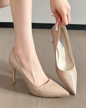 Apricot pointed wedding shoes low high-heeled shoes for women