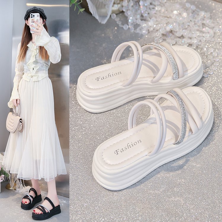 Summer France style sandals thick crust skirt for women