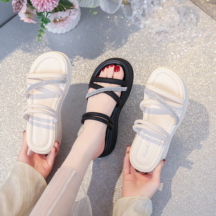 Summer France style sandals thick crust skirt for women