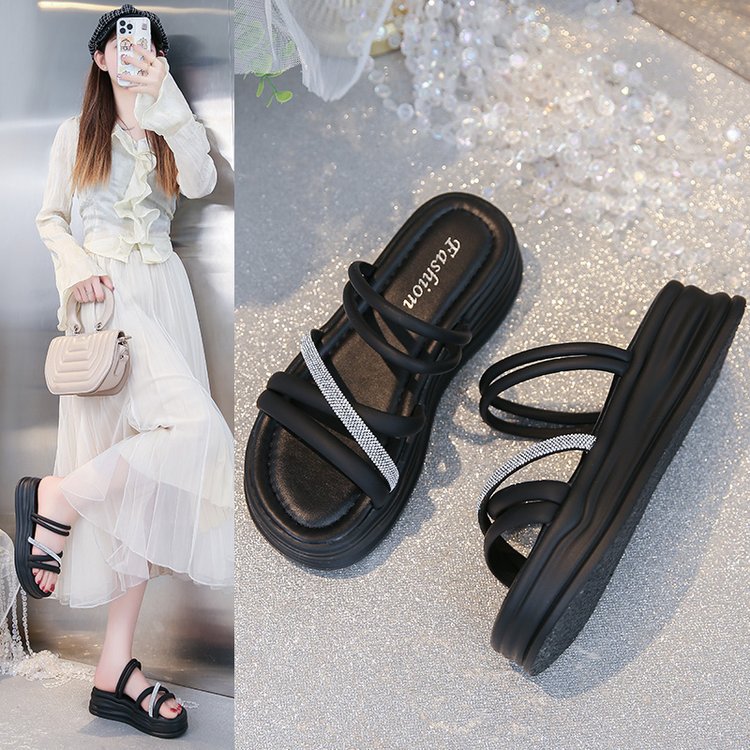 Summer France style sandals thick crust skirt for women