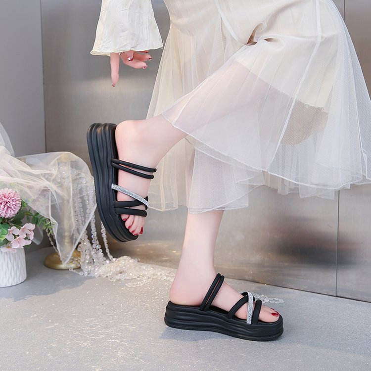Summer France style sandals thick crust skirt for women