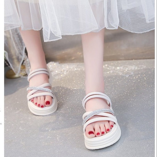 Summer France style sandals thick crust skirt for women