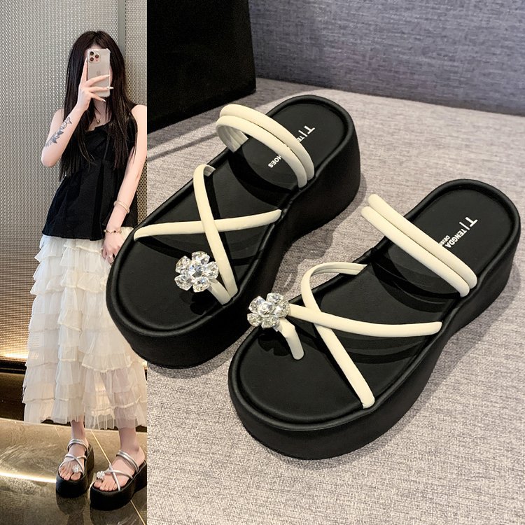 Slipsole rhinestone  summer trifle flip-flops for women