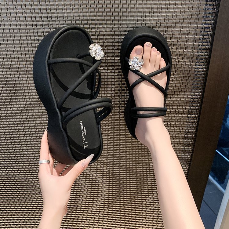 Slipsole rhinestone  summer trifle flip-flops for women