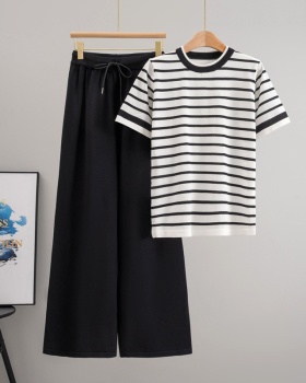 Classic European style wide leg pants 2pcs set for women