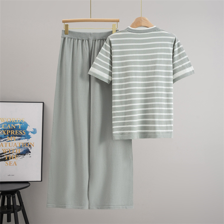 Classic European style wide leg pants 2pcs set for women