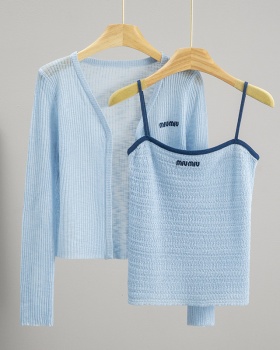 Casual vest Korean style tops 2pcs set for women
