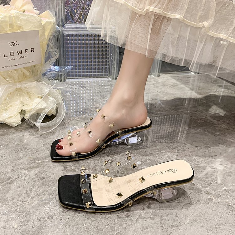 Square head rivets shoes slipsole slippers for women