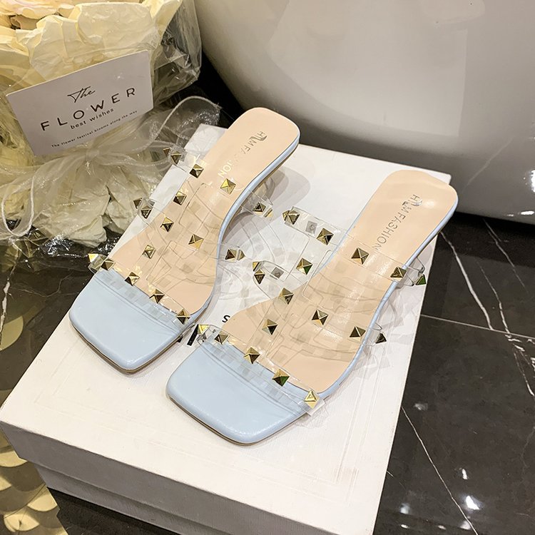 Square head rivets shoes slipsole slippers for women