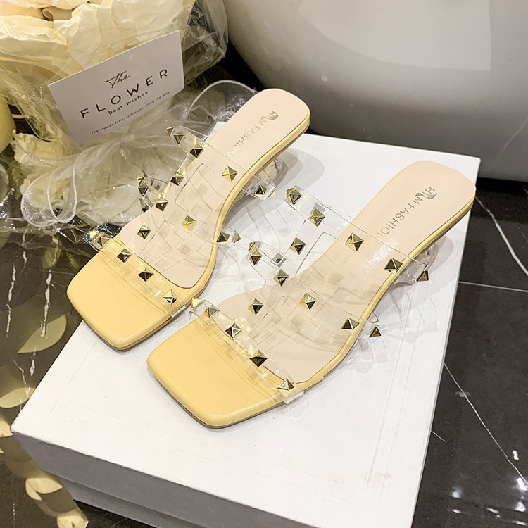 Square head rivets shoes slipsole slippers for women