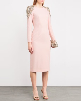 Long sleeve fashion long rhinestone European style dress
