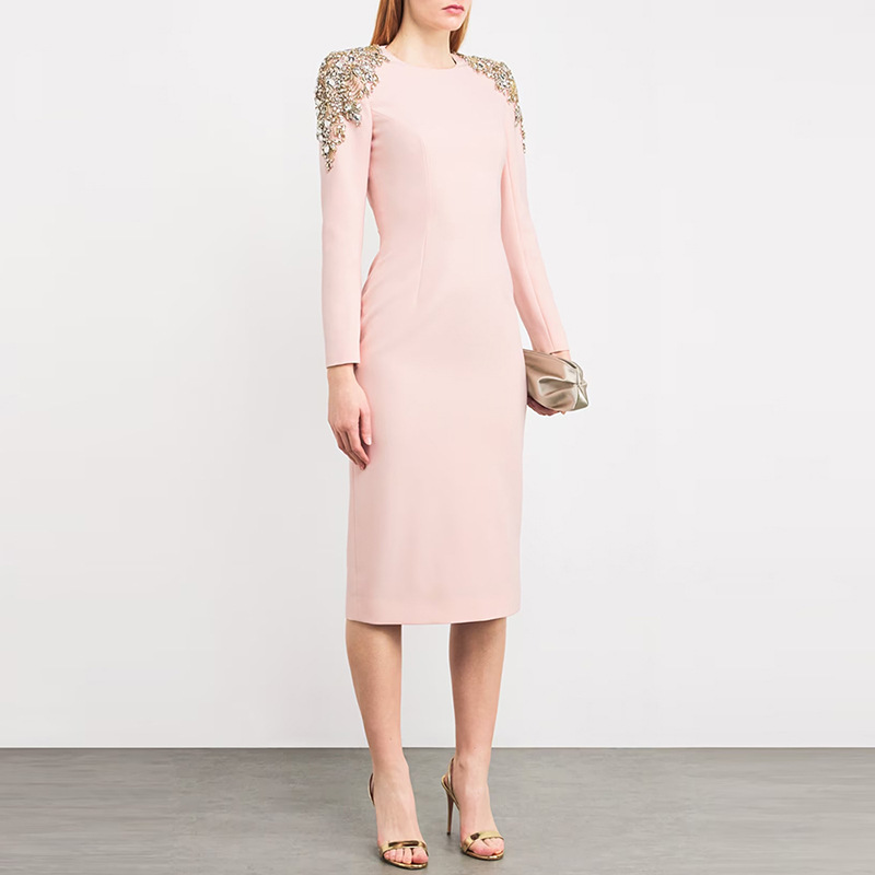 Long sleeve fashion long rhinestone European style dress