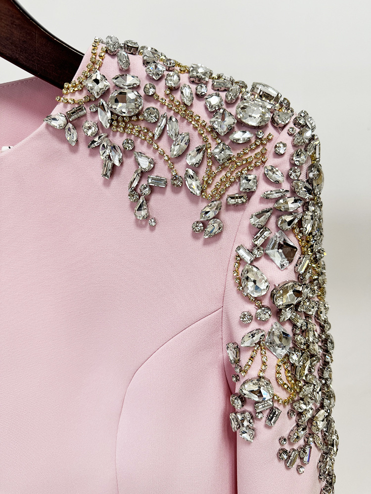 Long sleeve fashion long rhinestone European style dress