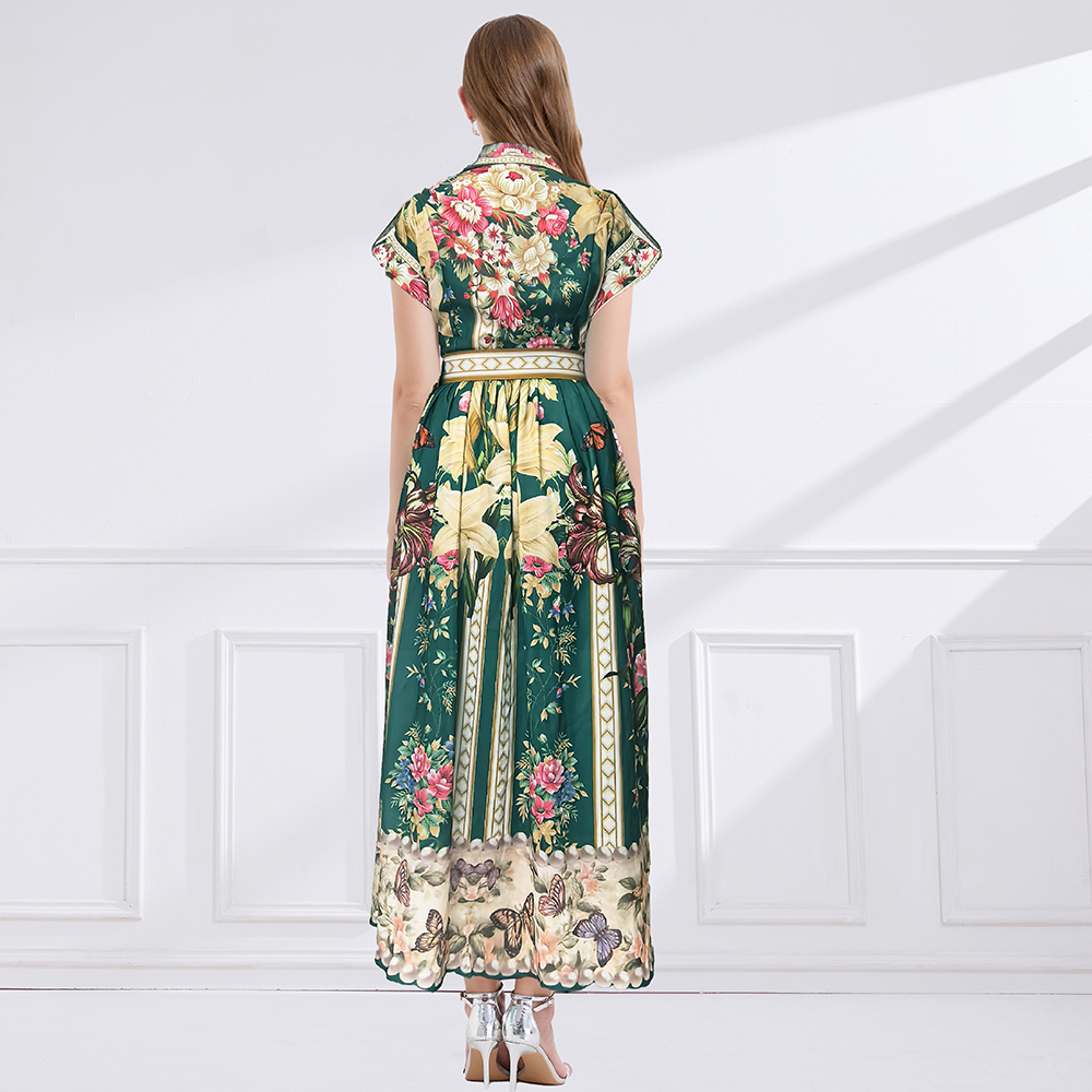 Flowers printing business suit big skirt court style dress