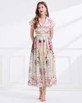 Short sleeve business suit big skirt dress