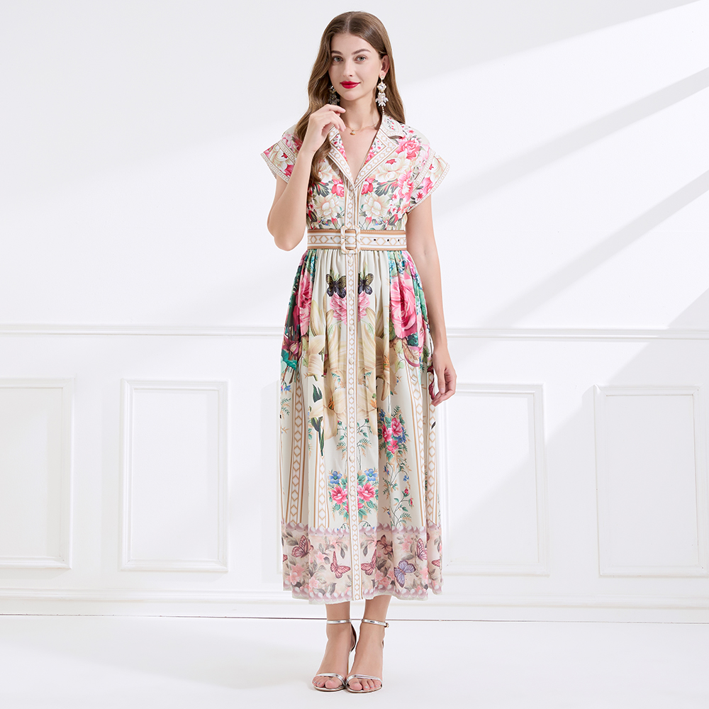 Short sleeve business suit big skirt dress