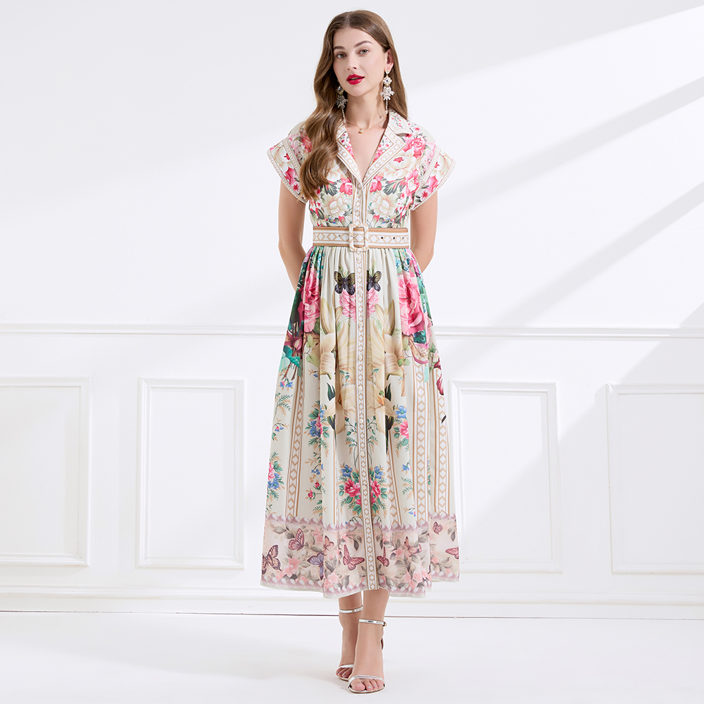 Short sleeve business suit big skirt dress