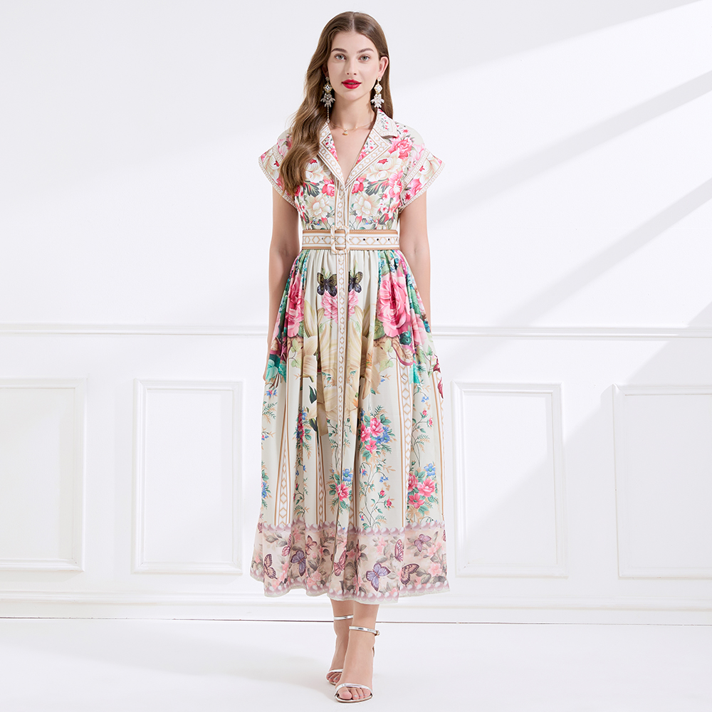 Short sleeve business suit big skirt dress