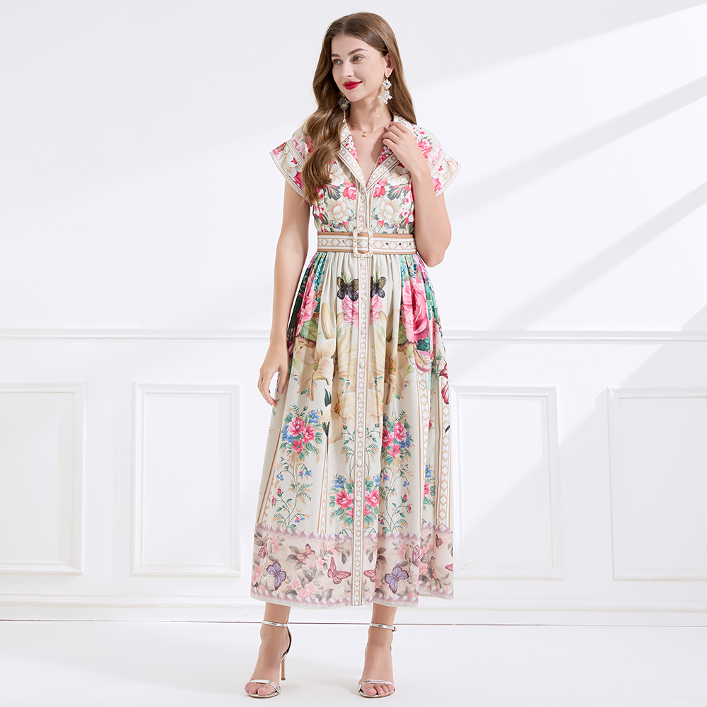 Short sleeve business suit big skirt dress
