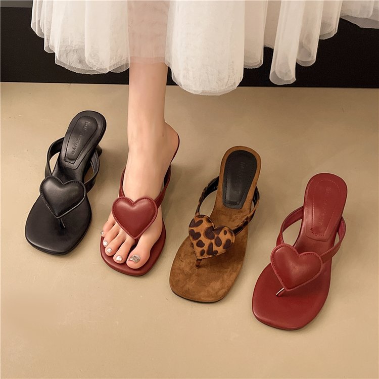 Open toe square head slippers lady fashion shoes for women
