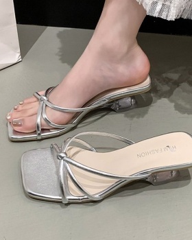Lady square head slippers slipsole shoes