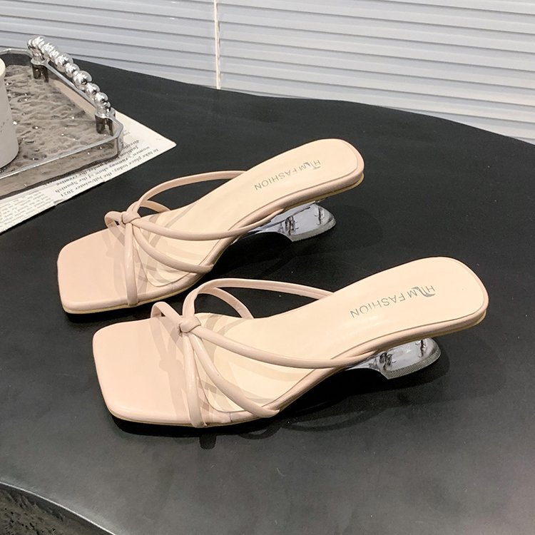Lady square head slippers slipsole shoes