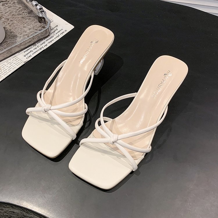 Lady square head slippers slipsole shoes