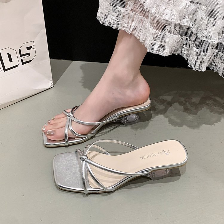 Lady square head slippers slipsole shoes