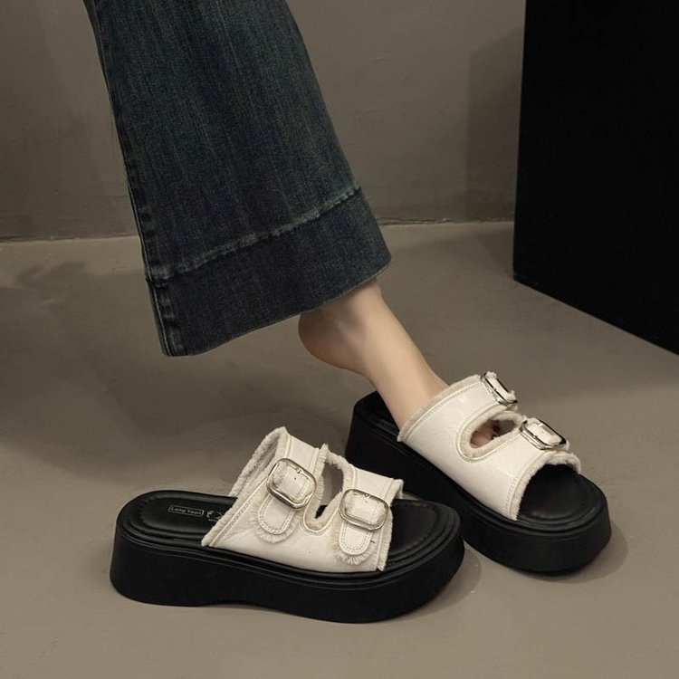 France style slippers thick crust shoes for women