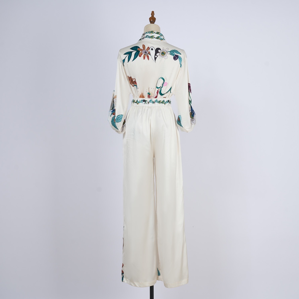 Autumn spring art shirt soft retro tops a set
