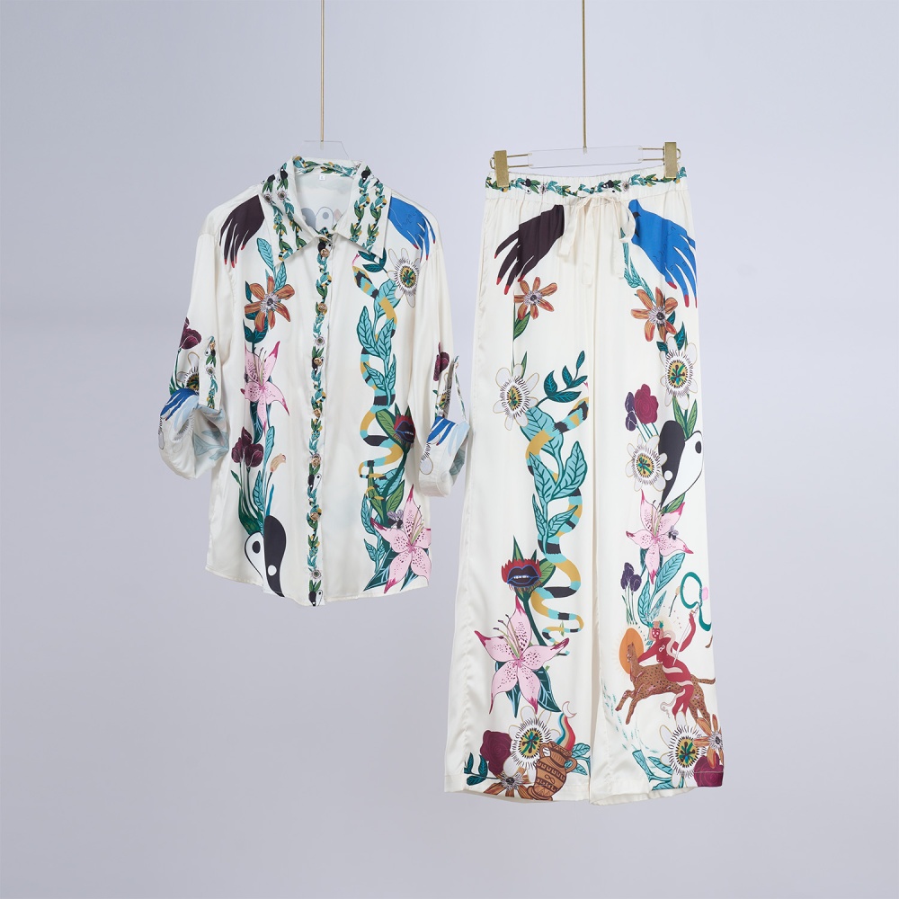 Autumn spring art shirt soft retro tops a set