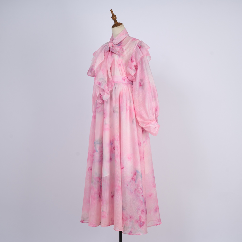 Silk linen spring shirt collocation high waist skirt