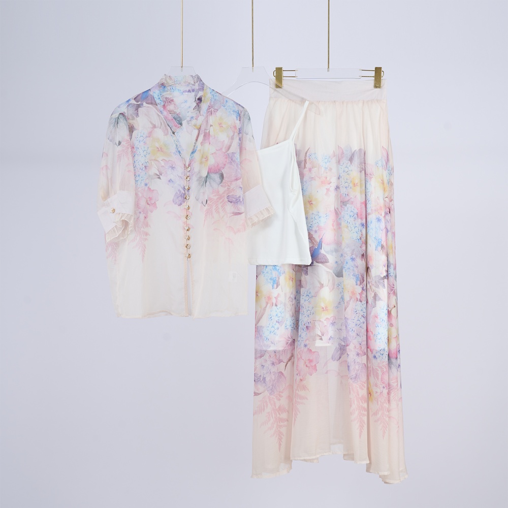 Big skirt skirt elastic waist long skirt a set