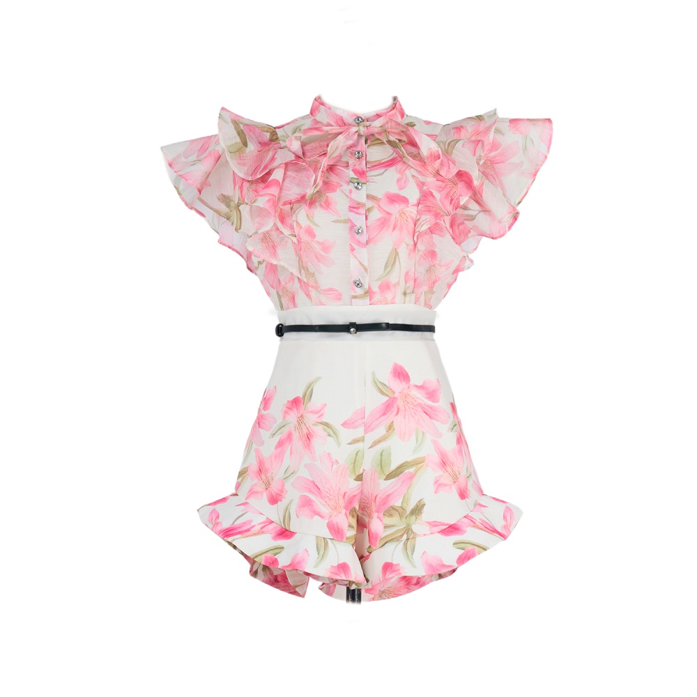 Court style sleeveless shorts a set