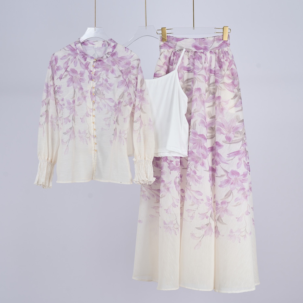 Printing big skirt skirt long shirt a set