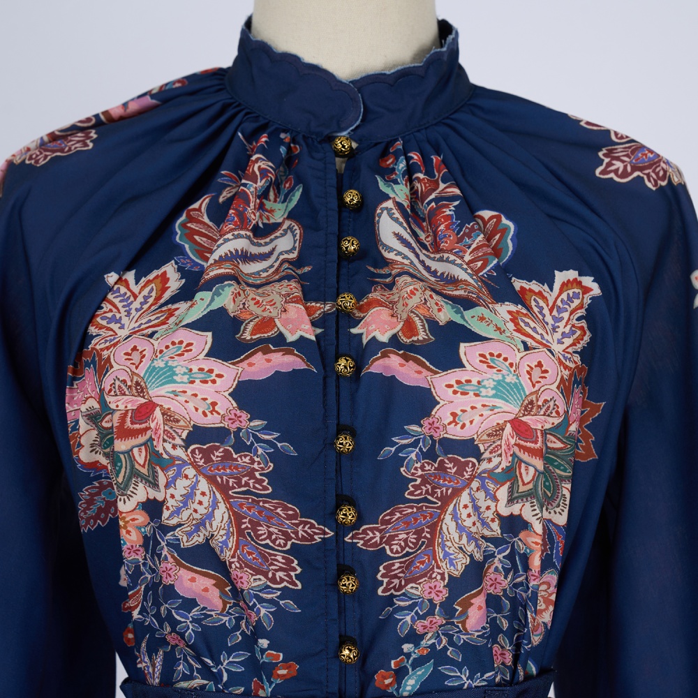 Niche printing embroidery silk flax shorts a set