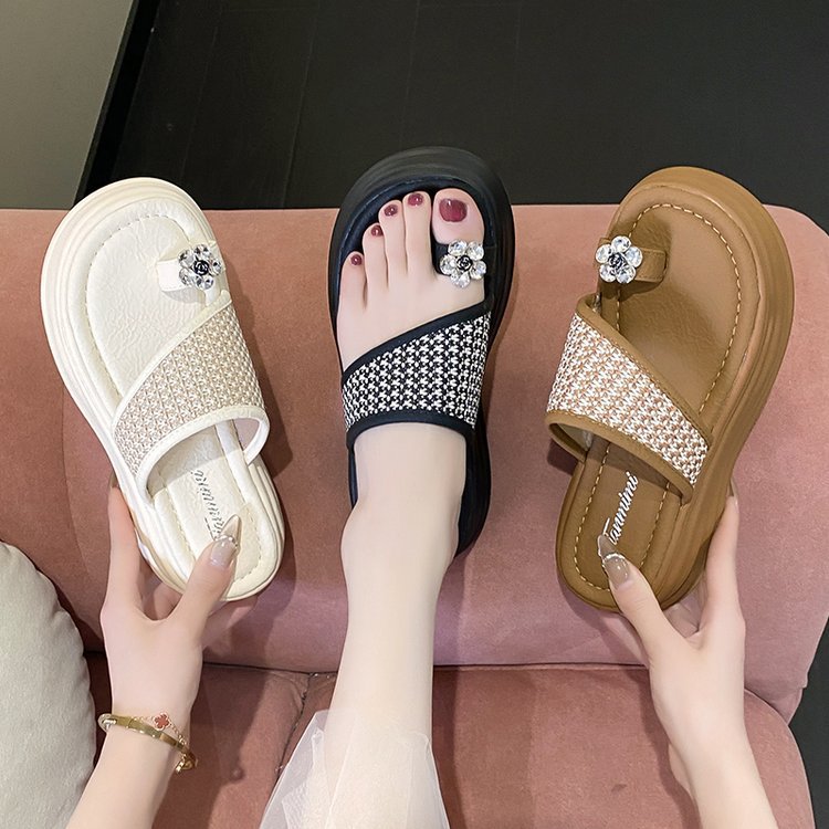 All-match thick crust  fashion high-heeled slippers